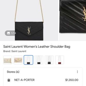YSL Black leather envelope monogram crossbody bag